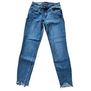 Kut from the Kloth Carlo Ankle Skinny Jeans Blue Raw Step Hem Womens Size 4
